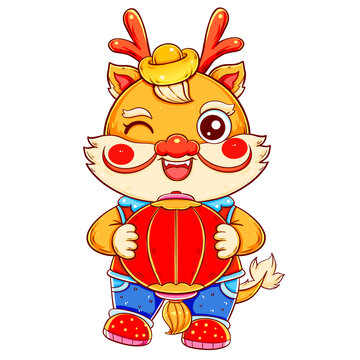 國(guó)潮新年春節(jié)龍年燈籠龍