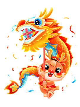 龍年新年春節(jié)舞龍的小龍