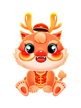 龍年新年春節(jié)坐下的小龍