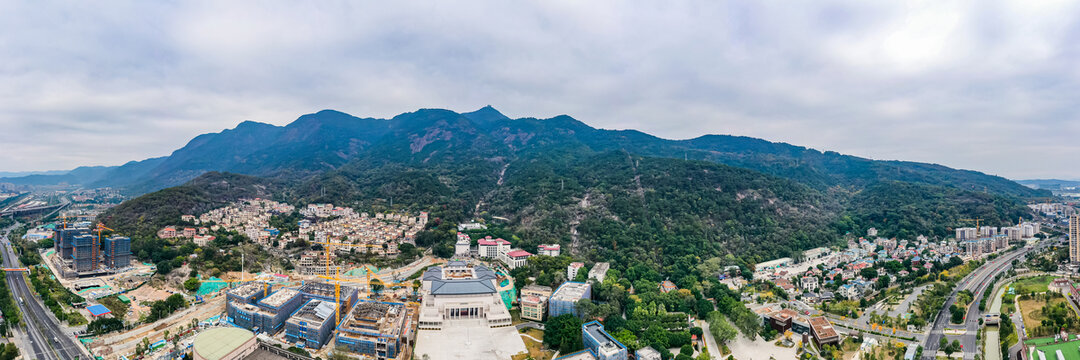 航拍福州鼓山风景区全景图