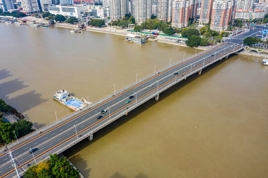 航拍福建福州闽江大桥