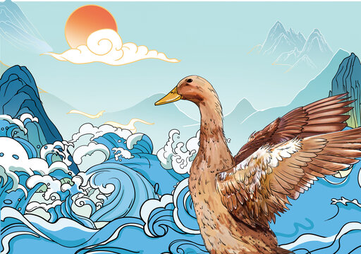 鴨子插畫海鴨蛋麻鴨蛋
