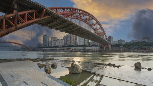 宜宾金沙江戎州大桥城市风景