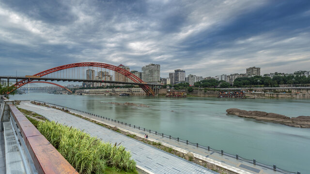 宜宾金沙江戎州大桥城市风景