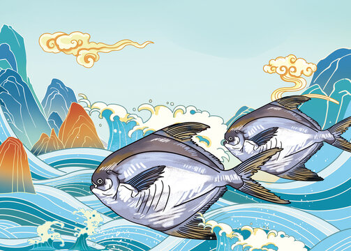 鯧魚插畫設(shè)計(jì)分層