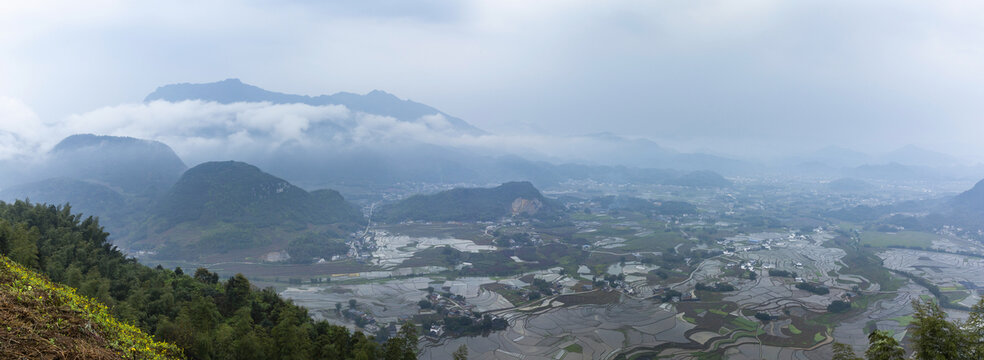 宜宾长宁双河镇群山田野风景