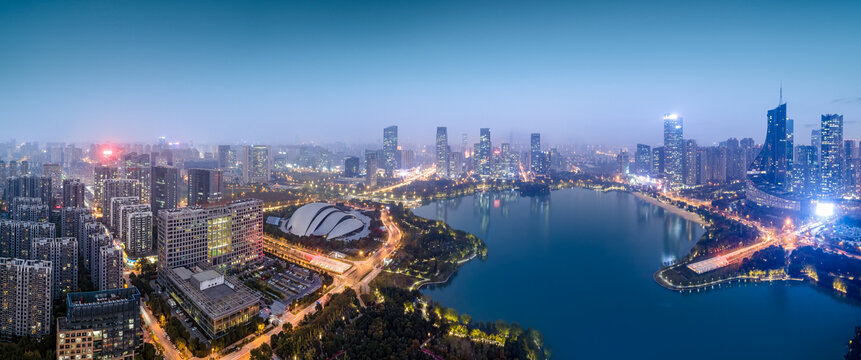 航拍安徽合肥城市夜景