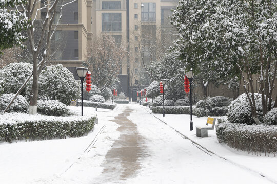 小区雪景