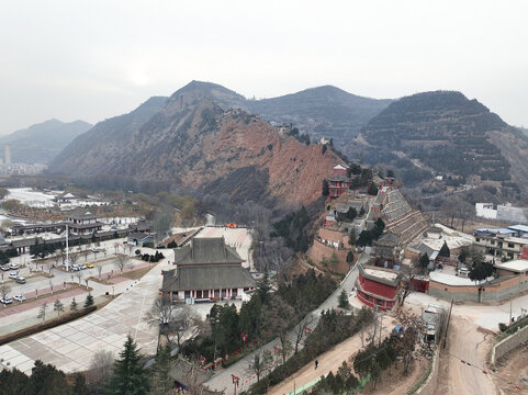 航拍甘肃天水甘谷大像山