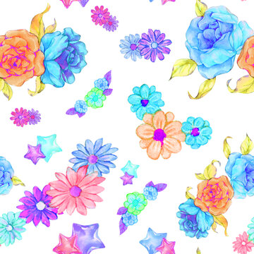 花卉四方連圖印花圖