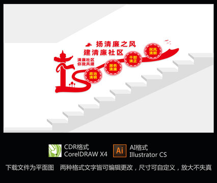清廉社區(qū)樓梯間文化墻