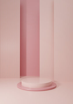 粉色3D静物展示台