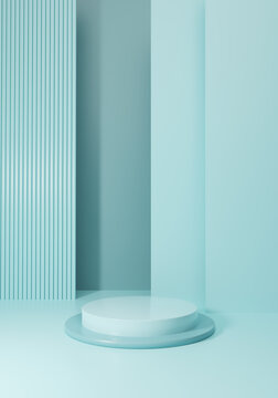 藍(lán)色3D靜物電商展示臺(tái)