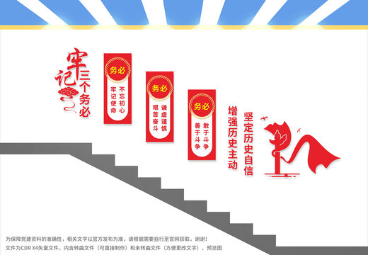 牢記三個(gè)務(wù)必樓梯文化墻