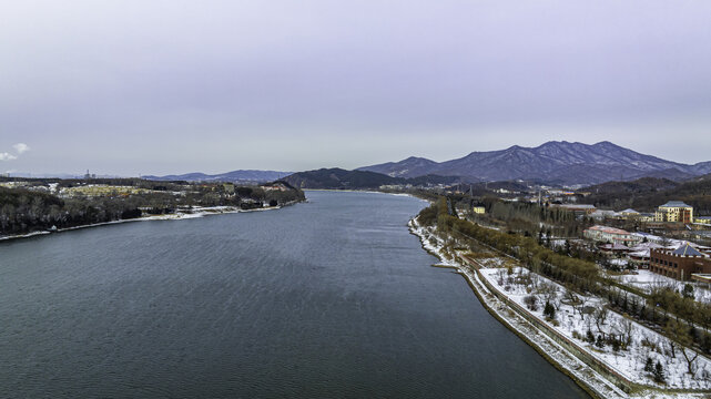 中国吉林市松花湖冬季风景