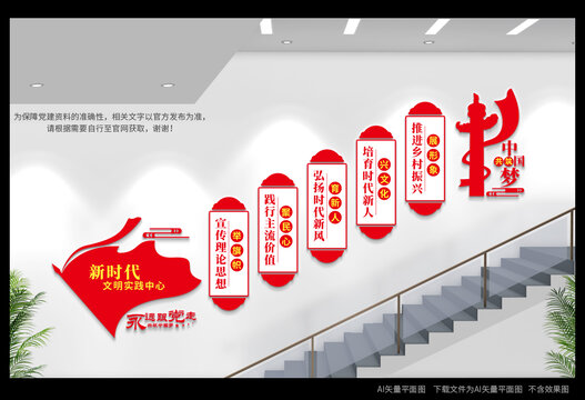 樓梯新時代文明實(shí)踐站展板