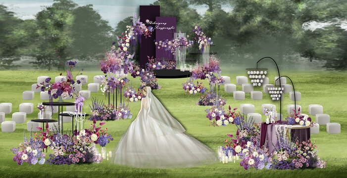 创意深紫色户外婚礼