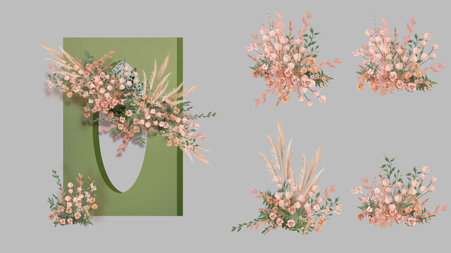 粉色婚禮花藝素材