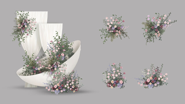 紫綠色婚禮花藝素材