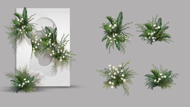 白綠色婚禮花藝素材