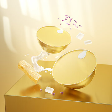 牛奶花膠冰糖燕窩金碗C4D