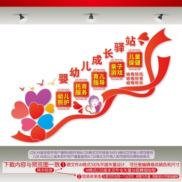 嬰幼兒成長驛站樓梯間文化墻