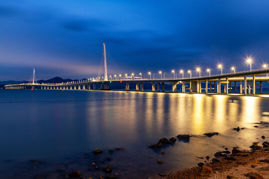 深圳湾公路大桥夜景灯光