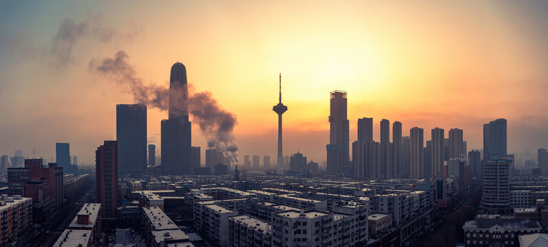 沈阳城市地标彩电塔全景航拍