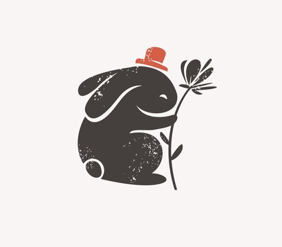 紅帽子小兔與鮮花