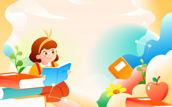 幼兒園兒童開學(xué)季學(xué)生上學(xué)插畫