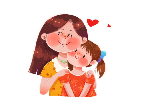 母親節(jié)母女相擁插畫
