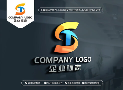 ST字母标志TS字母LOGO