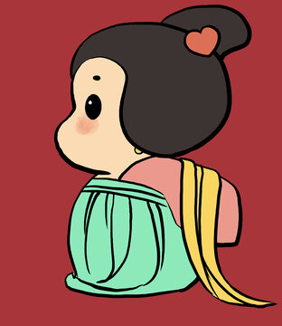 側(cè)臉唐朝女娃娃