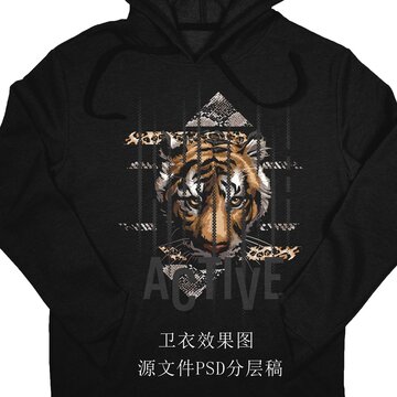 潮牌風(fēng)格老虎T恤衛(wèi)衣圖案