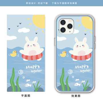 卡通海洋清新兔子手機殼壁紙