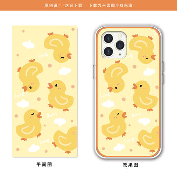卡通小黃鴨兒童印花壁紙