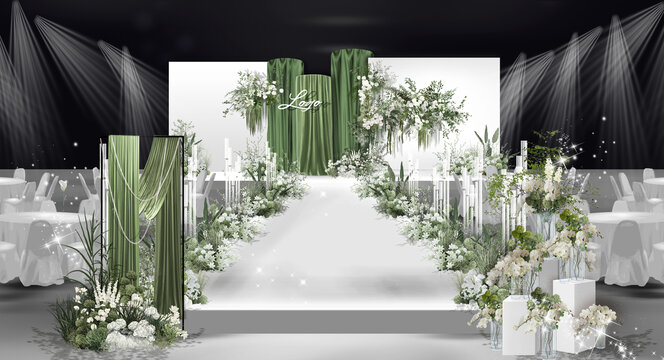 白绿婚礼舞台