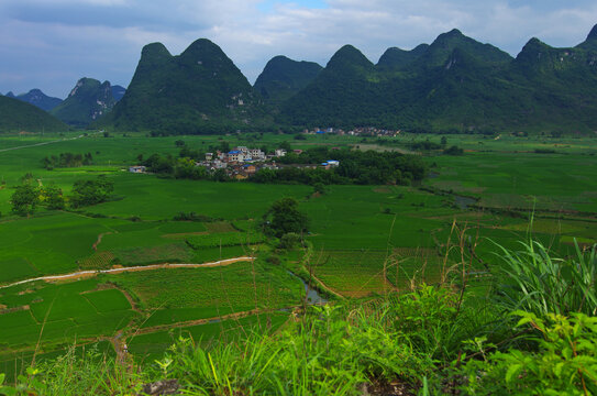 绿色田野青山群山