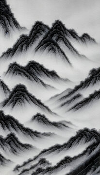 黑白山水画