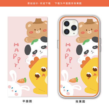 卡通動物系列兔子小熊壁紙