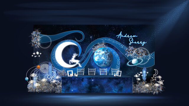 藍色星空婚禮簽到區(qū)