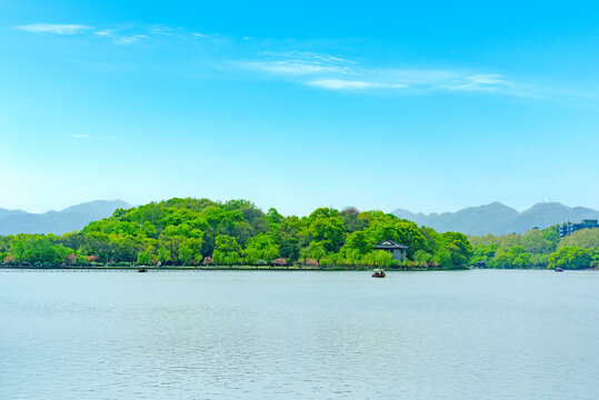 杭州西湖春景孤山公园