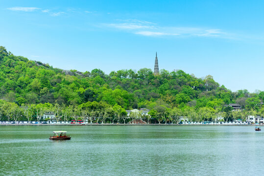 杭州西湖保俶塔春景