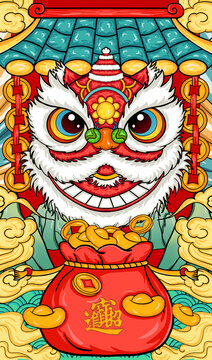 醒獅插畫