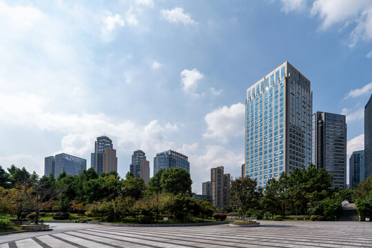 绍兴城市现代建筑街景