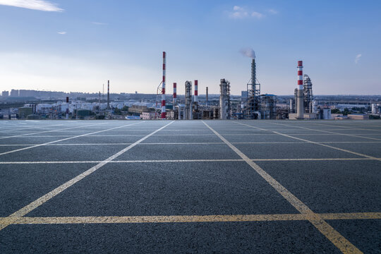 道路地面和城市风光