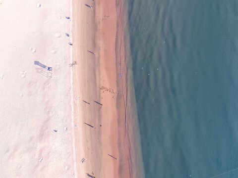 航拍海岛沙滩风景区