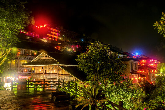 中国重庆酉阳龚滩古镇夜景