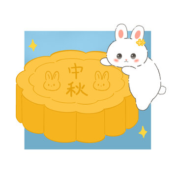 月餅兔子插畫
