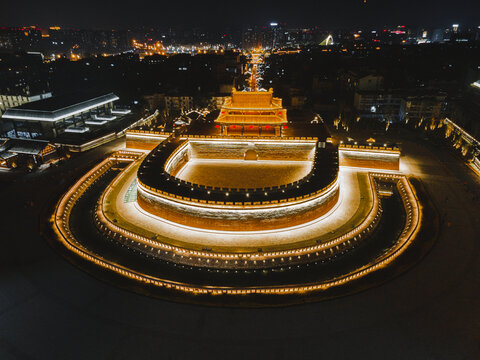 凉山西昌建昌古城航拍夜景全景